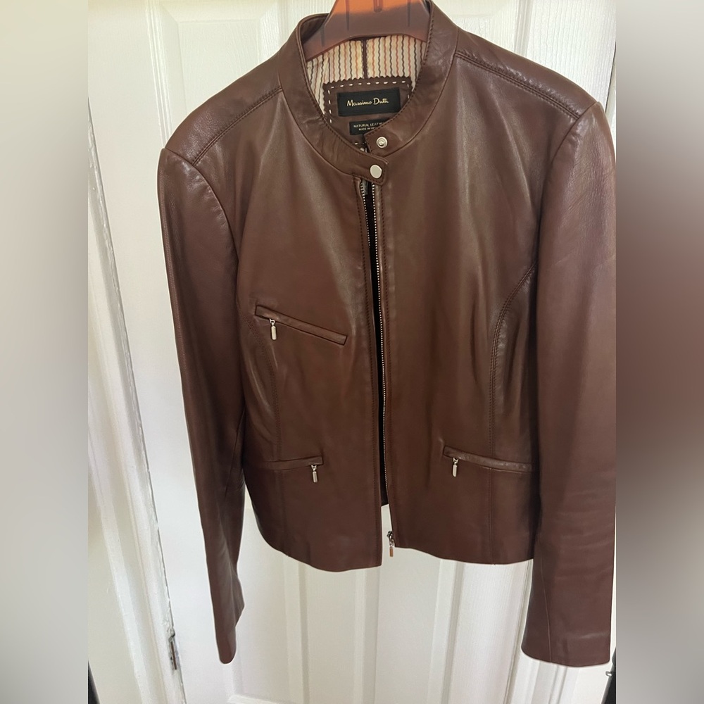 Massimo Dutti Chocolate Leather Jacket